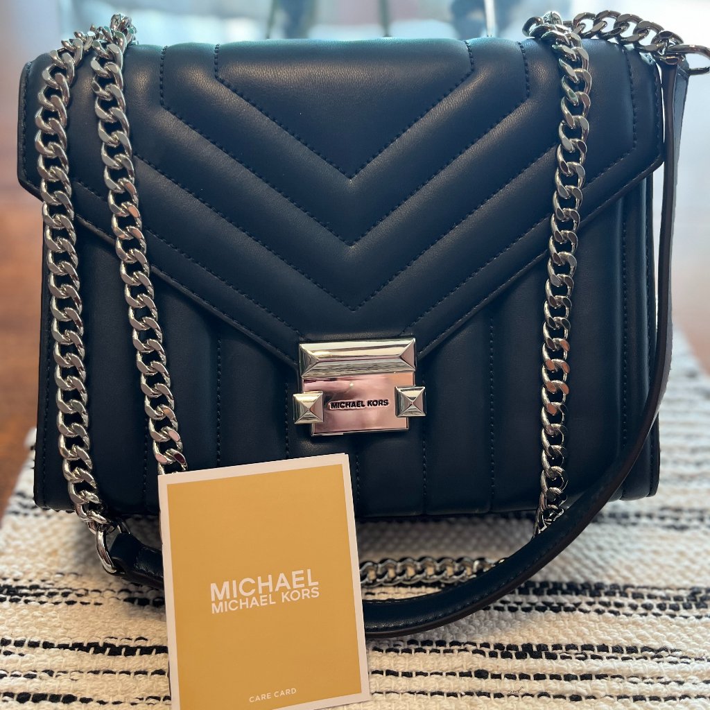 Michael Kors Whitney Medium Quilted Shoulder Bag Navy